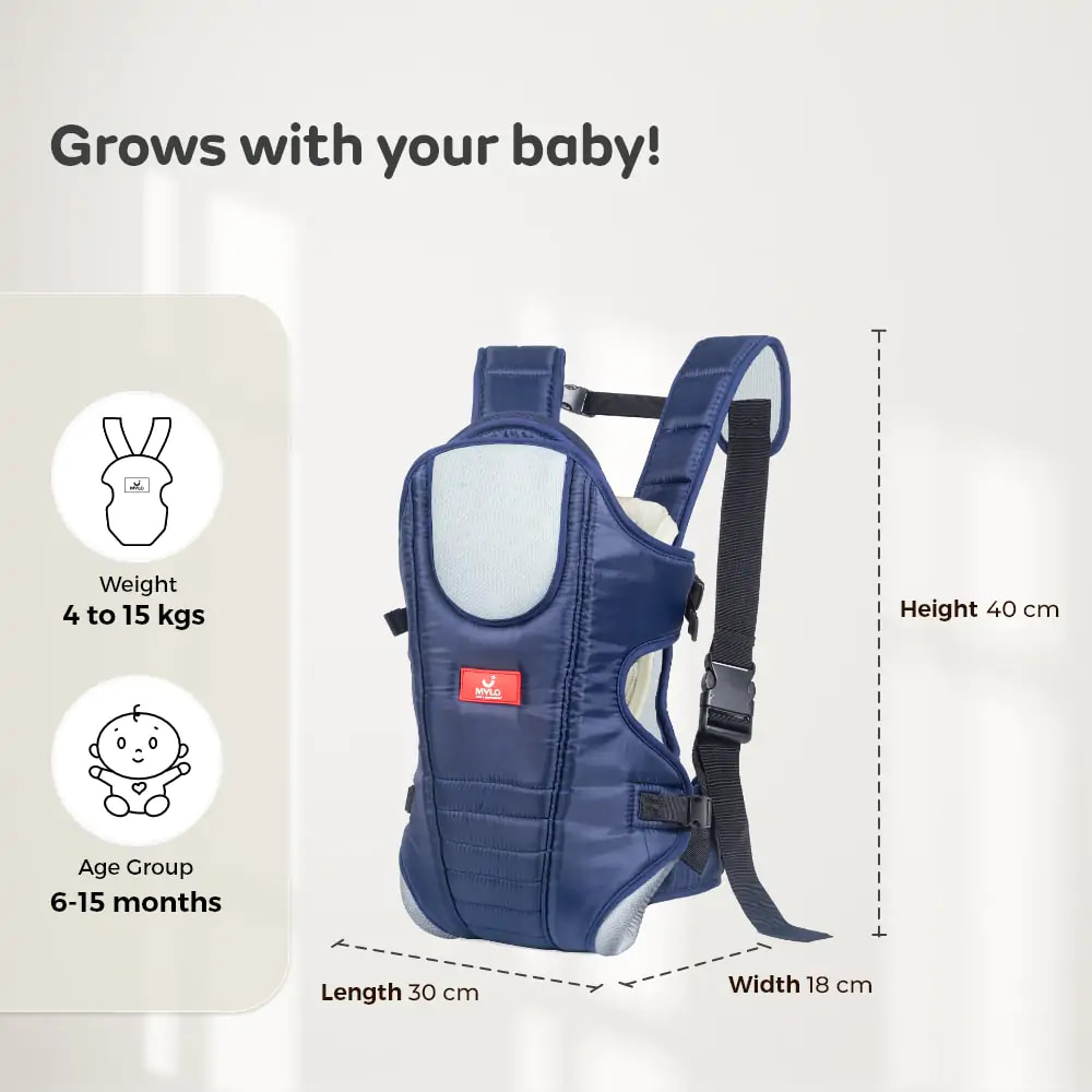 Premium 3 in 1 Comfortable & Adjustable Baby Carrier (6 - 15 Months)- Royal Blue and Grey