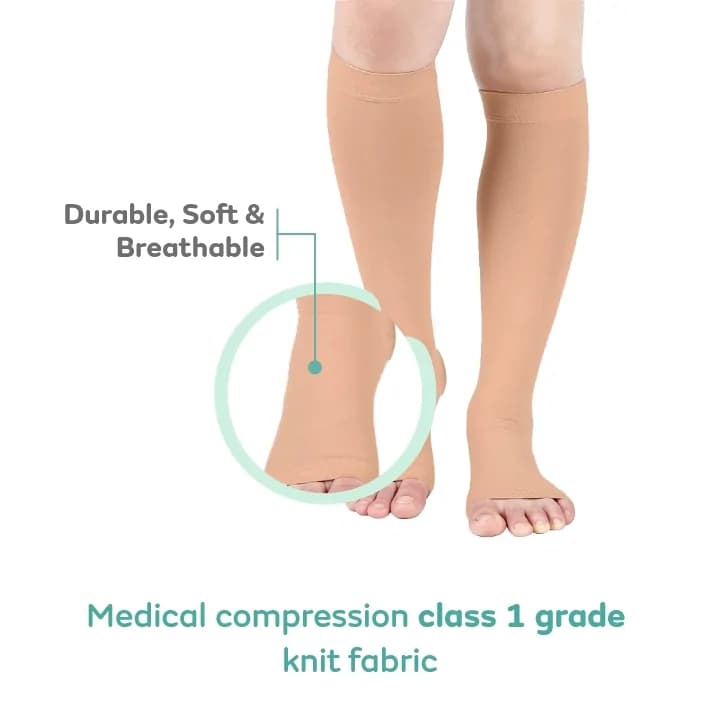 Open Toe Compression Stockings - Knee Length (M)  MATERIAL 