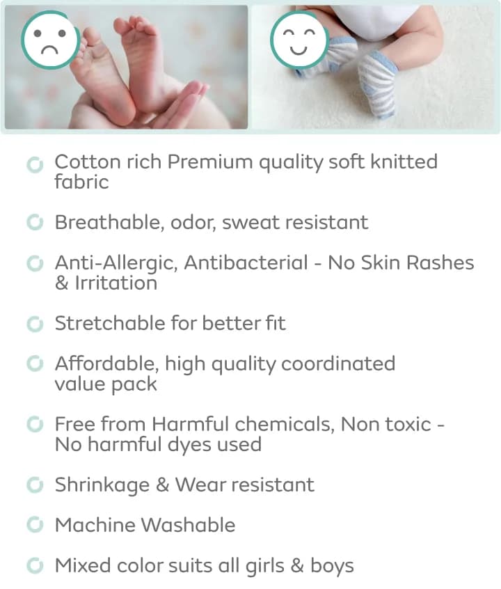 Baby Socks 12-24 Months | Elasticated & Antibacterial | Breathable, Shrinkable, Sweat & Wear Resistant | Unisex Dino | Pack of 3  WHAT IS IT?