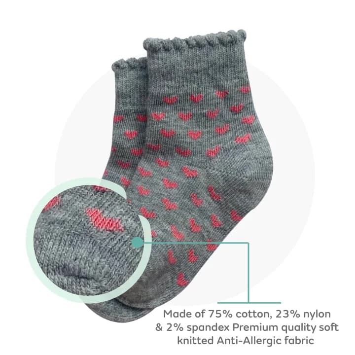 Baby Socks 0-6 Months | Elasticated & Antibacterial | Breathable, Shrinkable, Sweat & Wear Resistant | Cute Girls Picot | Pack of 3  MATERIAL 
