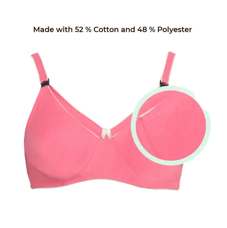 Cotton rich fabric of Maternity Nursing Extra Comfort Coral Pink Melange 32B size Bra