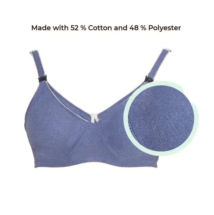 Cotton rich fabric of Maternity Nursing Extra Comfort Light Blue Melange 32 size Bra