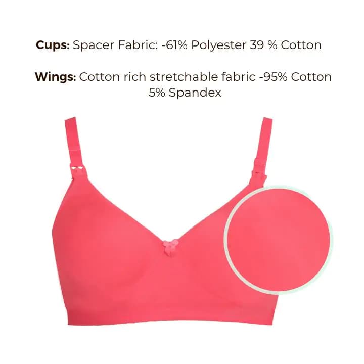 Cotton rich fabric of Moulded Spacer Cup Bra Coral 32 size Bra