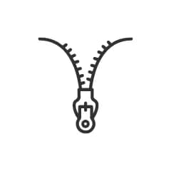 Anti-allergic zipper, no direct touch to skin