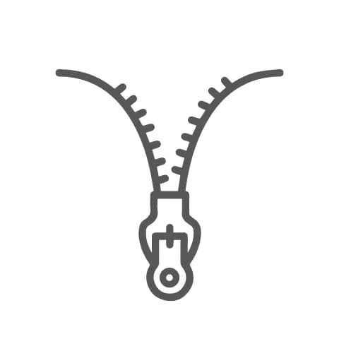 Anti-allergic zipper, no direct touch to skin