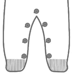 Button closure at inseam for easy diaper change