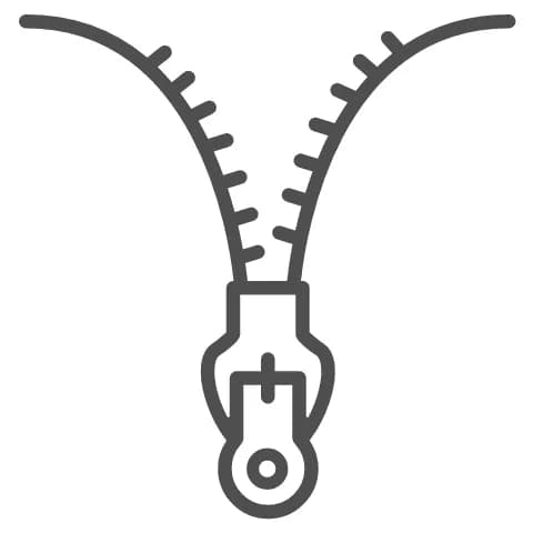 Anti-allergic zipper, no direct touch to Skin