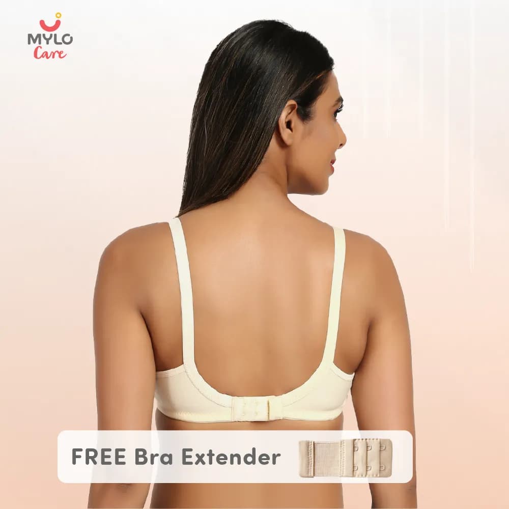 Non-Wired Non-Padded Maternity Bra/Feeding Bra with Free Bra Extender | Supports Growing Breasts | Eases Pumping & Feeding | Classic Black, Classic White, Magnolia Cream 34B