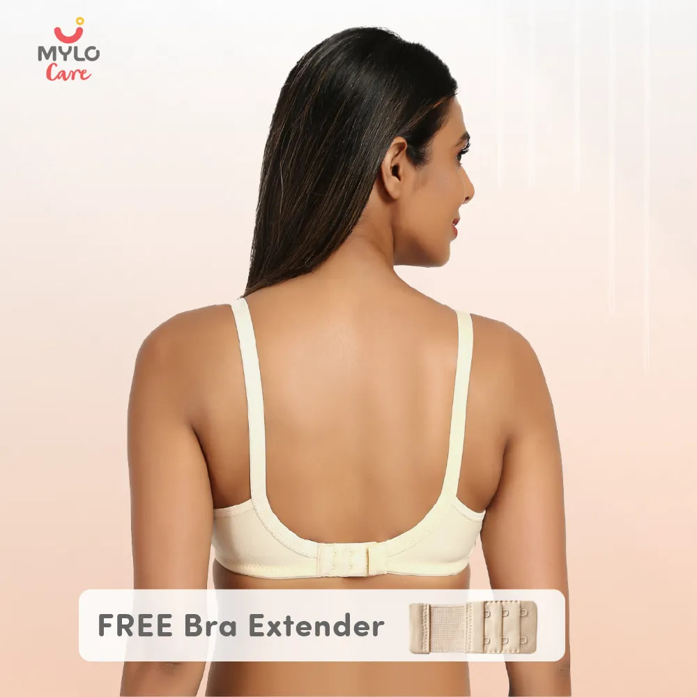 Non-Wired Non-Padded Maternity Bra/Feeding Bra with Free Bra Extender | Supports Growing Breasts | Eases Pumping & Feeding | Sandalwood, Persian Blue, Dark Pink 32B