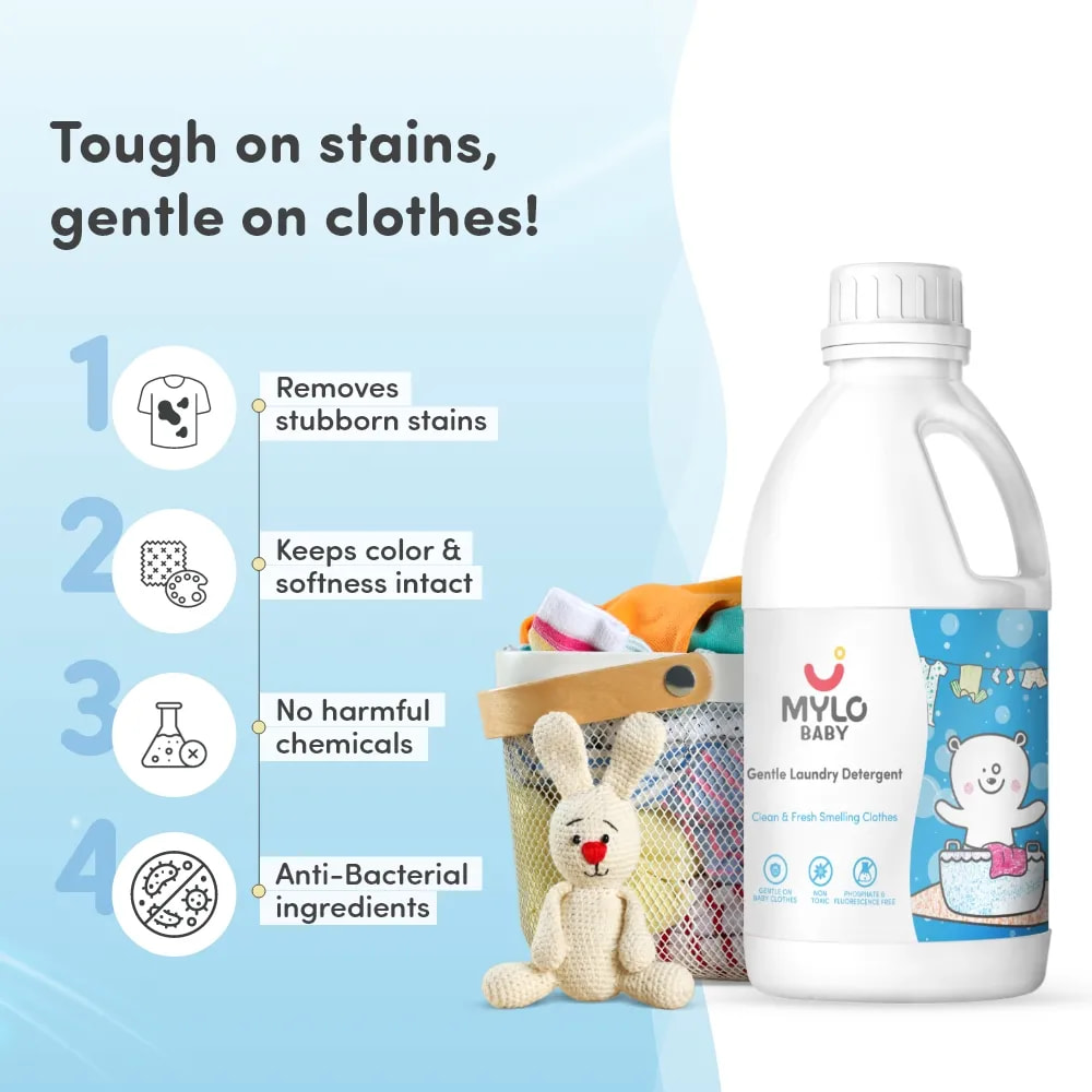 Safe Wash Liquid Detergent for Baby Clothes | Tough on stains | Gentle on clothes | Keeps Color & Softness Intact | Suitable for Front & Top Load Washing Machine | 1 litre