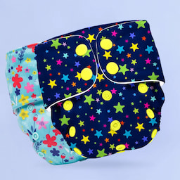 Adjustable Washable & Reusable Cloth Diaper With Dry Feel, Absorbent Insert Pad (3M-3Y) | Oeko-Tex Certified | Prevents Rashes - Twinkle Twinkle & Floral Spring - Pack of 2