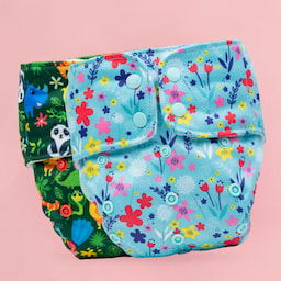 Adjustable Washable & Reusable Cloth Diaper With Absorbent Insert Pad (3M-3Y) | Oeko-Tex Certified | Prevents Rashes - Floral Spring & Jungle - Pack of 2