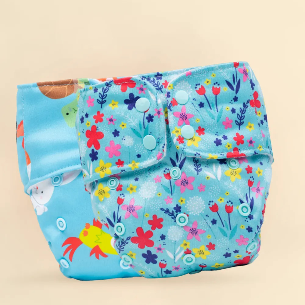 Adjustable & Reusable Cloth Diaper - Floral Spring & Pet Love - Pack of 2