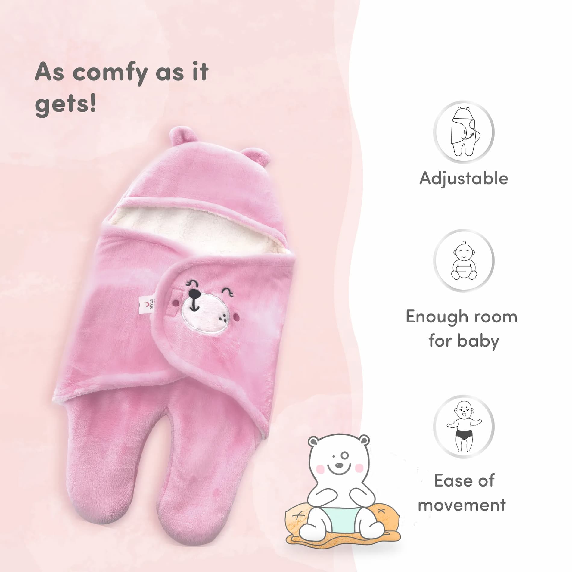 Baby Wrapper for New Born | Baby Swaddling Wrapper | 4-in-1 All Season AC Blanket cum Sleeping Bag for Baby 0-6 Months - Light Pink & Mint Green