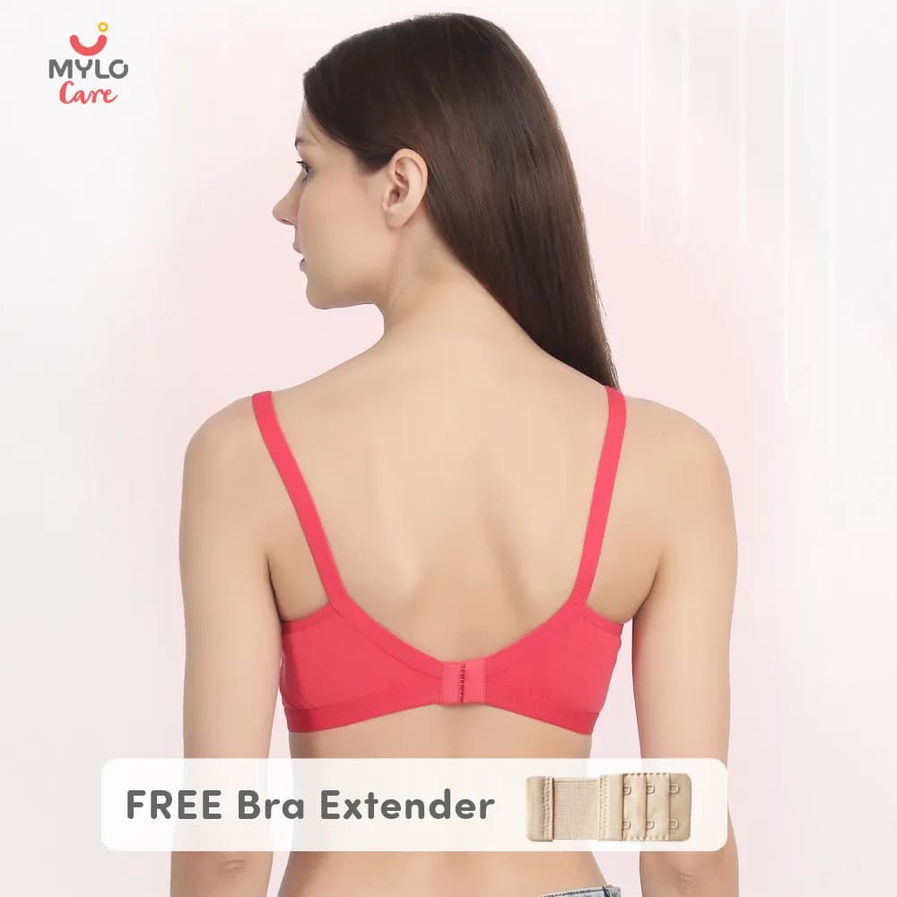 34B- Moulded Spacer Cup Maternity Bra/Feeding Bra with Free Bra Extender | Supports Growing Breasts | Eases Pumping & Feeding | Coral
