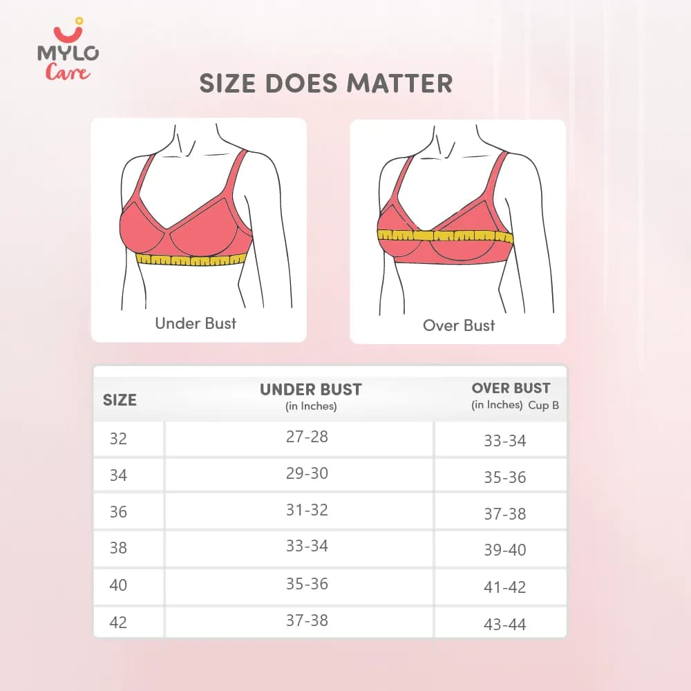 36B- Moulded Spacer Cup Maternity Bra/Feeding Bra with Free Bra Extender | Supports Growing Breasts | Eases Pumping & Feeding | Coral