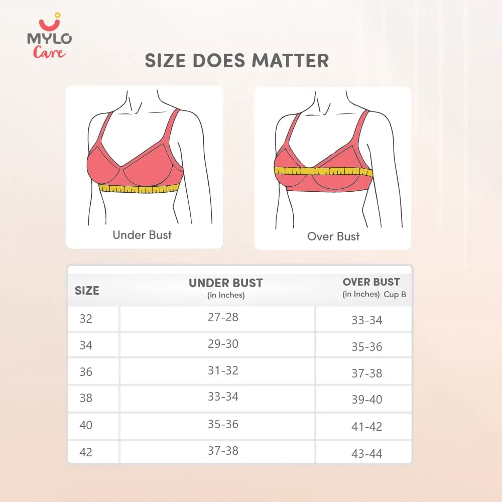 Moulded Spacer Cup Maternity Bra/Feeding Bra with Free Bra Extender | Supports Growing Breasts | Eases Pumping & Feeding | Skin, Coral 32B