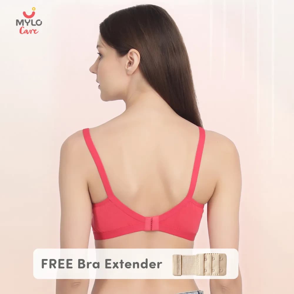 Moulded Spacer Cup Maternity Bra/Feeding Bra with Free Bra Extender | Supports Growing Breasts | Eases Pumping & Feeding | Skin, Coral 42B