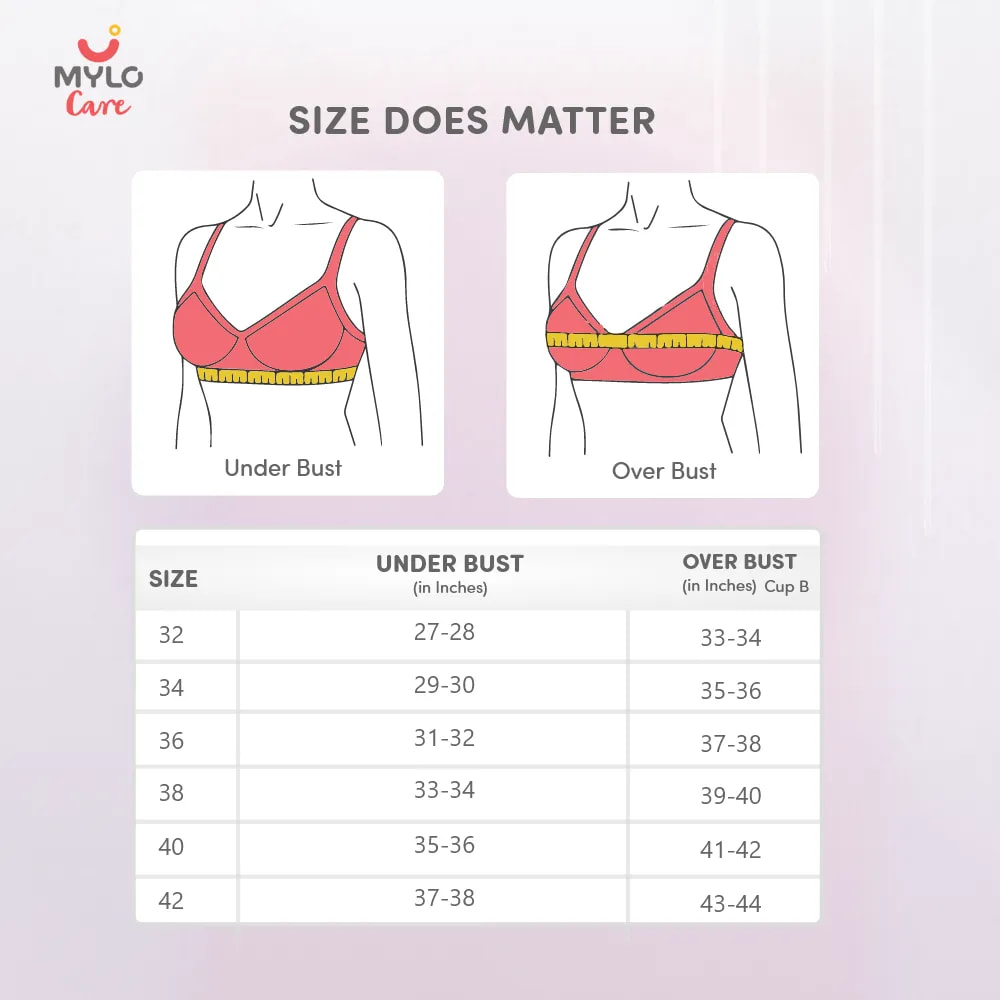 Moulded Spacer Cup Maternity Bra/Feeding Bra with Free Bra Extender | Supports Growing Breasts | Eases Pumping & Feeding | Skin, Coral, Navy 32B