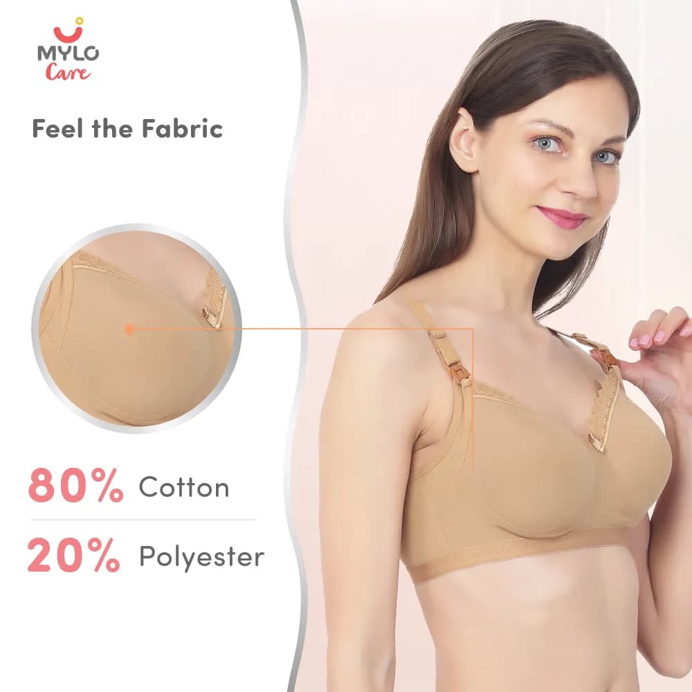 32B- Light Padded Maternity Bra/Non Wired Feeding Bra with Free Bra Extender | Supports Growing Breasts | Eases Pumping & Feeding | Skin