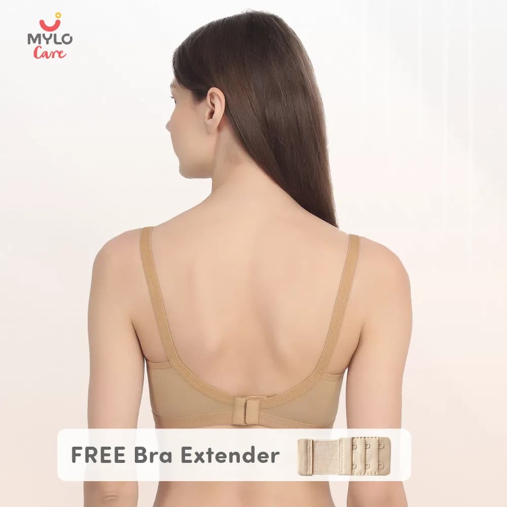 38B- Light Padded Maternity Bra/Non Wired Feeding Bra with Free Bra Extender | Supports Growing Breasts | Eases Pumping & Feeding | Skin