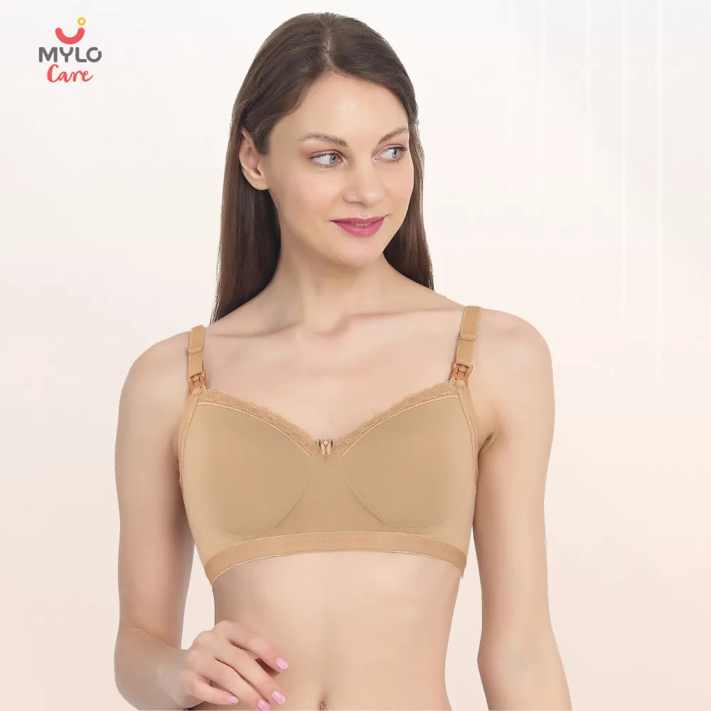 42B- Light Padded Maternity Bra/Non Wired Feeding Bra with Free Bra Extender | Supports Growing Breasts | Eases Pumping & Feeding | Skin