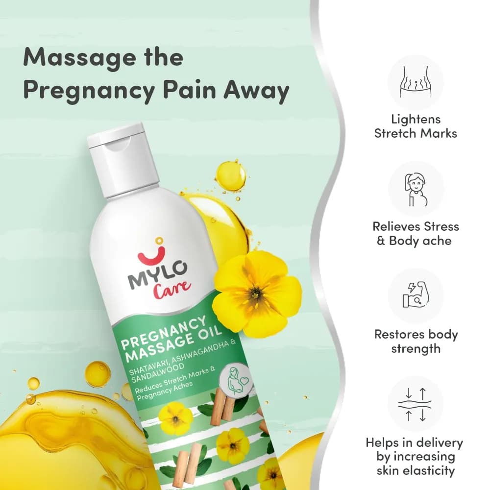 Ayurvedic Pregnancy Massage Oil | Relieves Pregnancy Pain & Ichiness | Heals Stretch Marks | Firms Up Body Post Pregnancy | Made with Dhanwantram Recipe (200 ml)