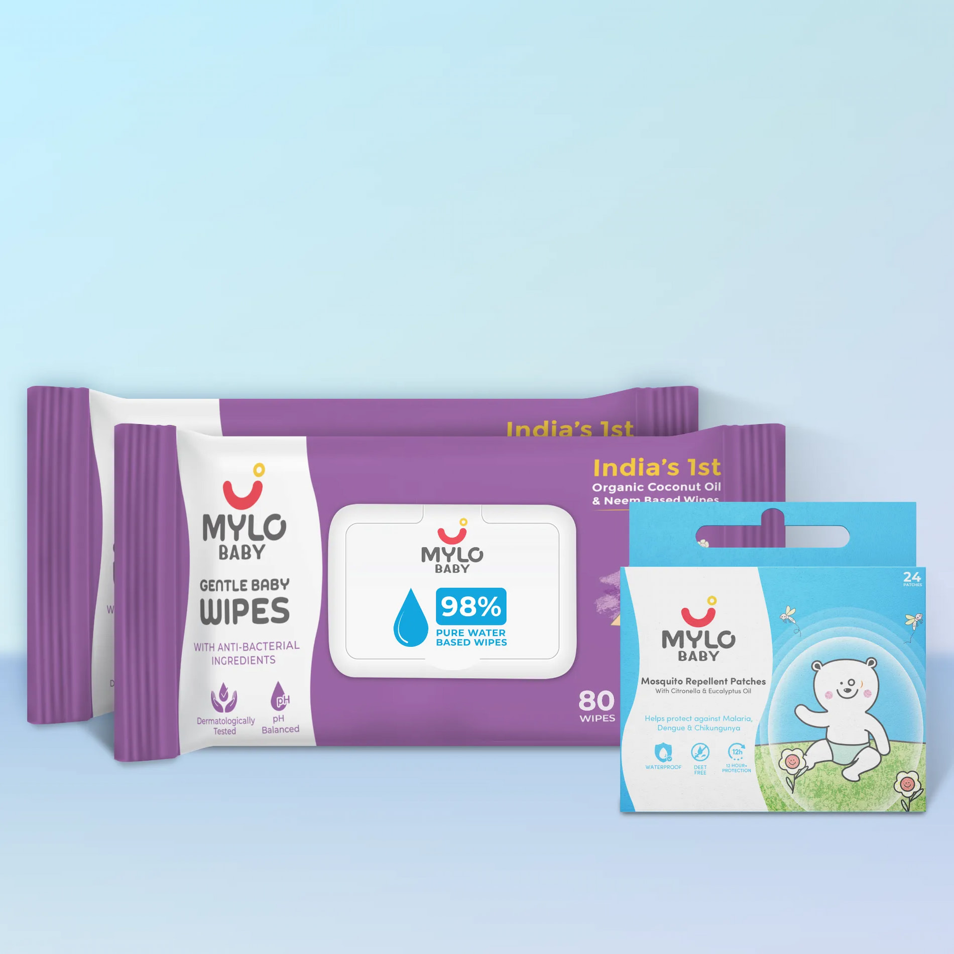 Gentle Baby Wipes With Lid  (Pack of 1)  + Mosquito Patches (Pack of 24)