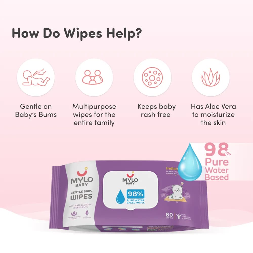 Wipes with lid-Pack of 3 & Baby tummy roll on 40ml