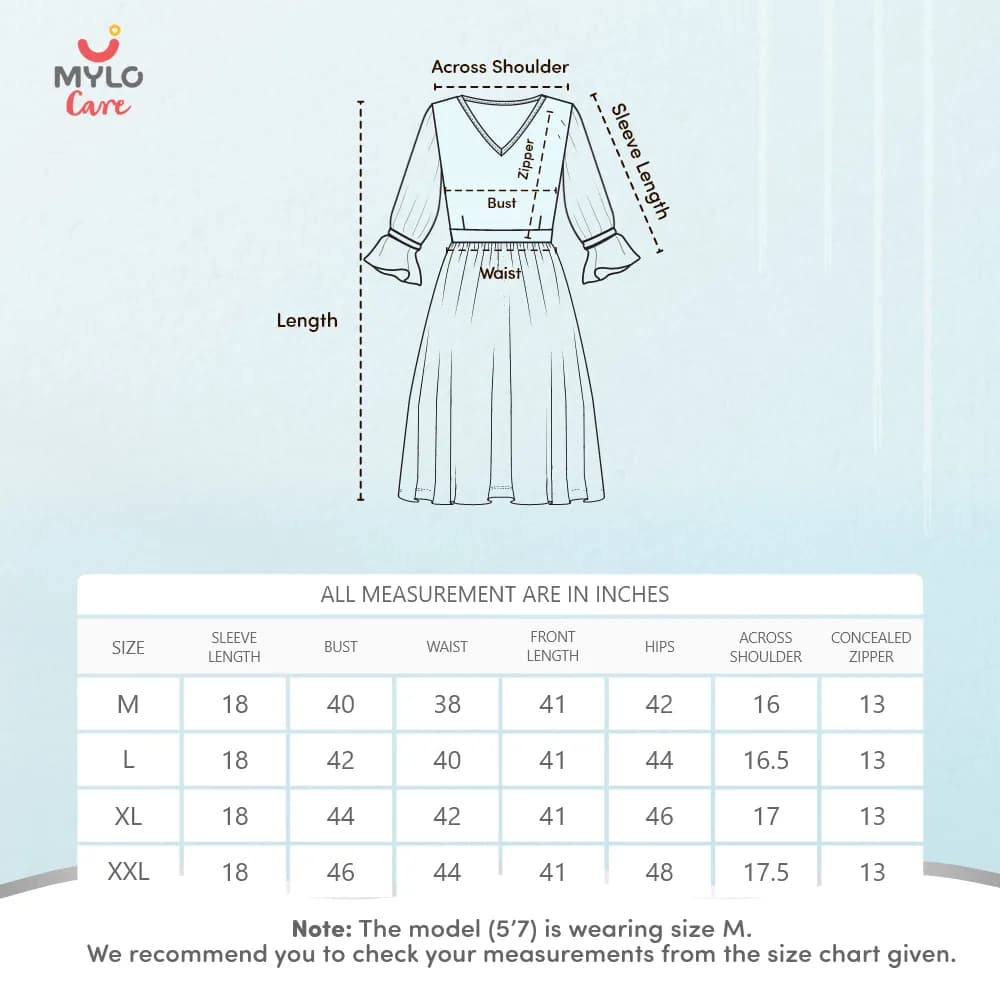 Maternity Dresses For Women with Both Side Zipper For Easy Feeding | Adjustable Belt for Growing Belly | Kaftan Dress | Shibori Print - Sea Green | M