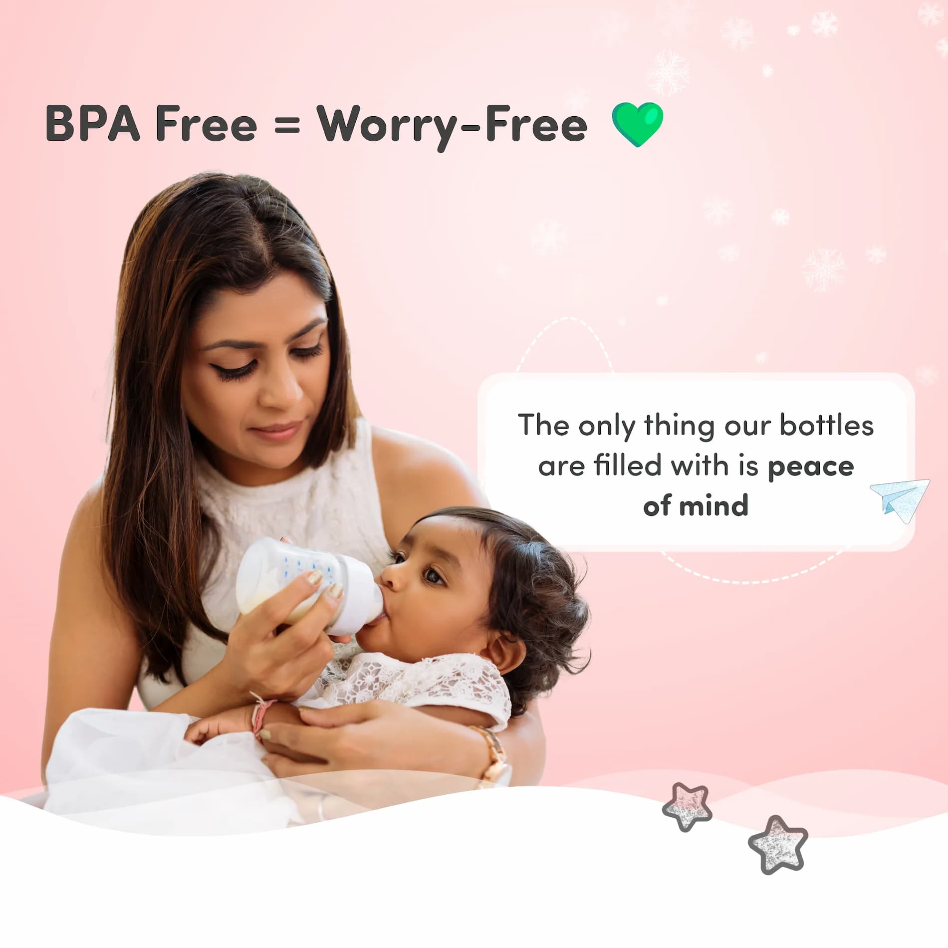 2-in-1 Baby Feeding Bottle | BPA Free with Anti-Colic Nipple | Easy Flow Neck Design - Pink & Orange 125ml & 250ml