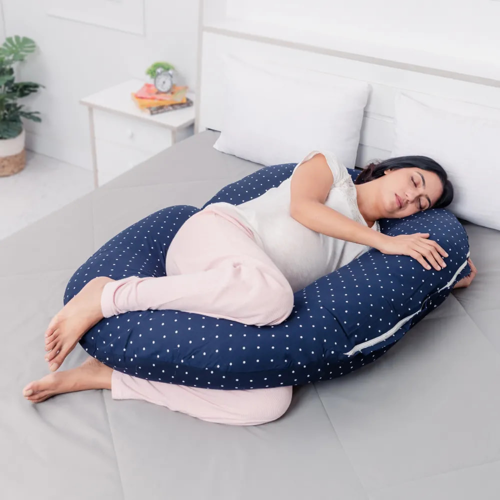 Pregnancy Pillows for Sleeping | Pregnancy Pillow C Shape | Provides Belly Support | Helps Reduce Pressure on Spine | Navy Night