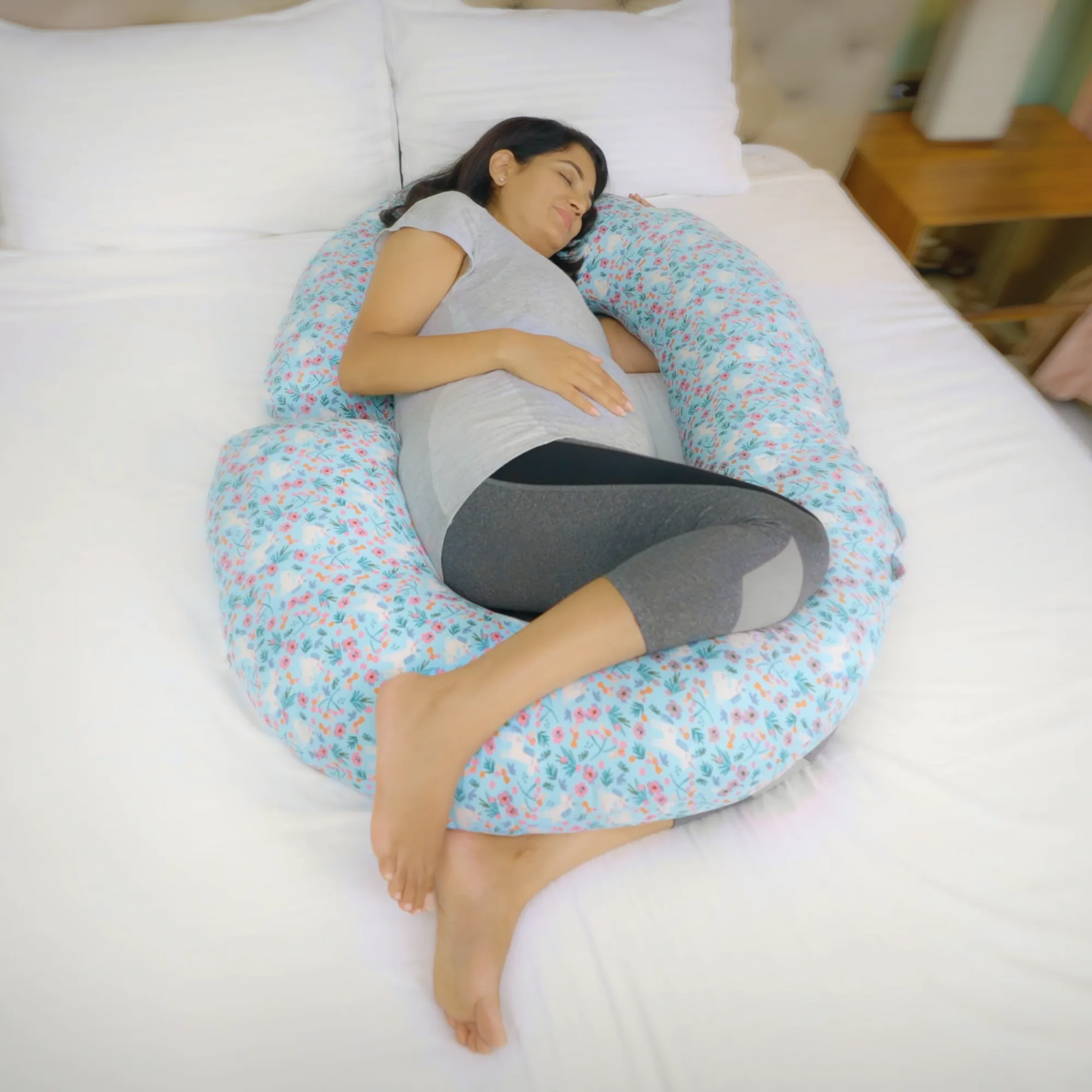 Pregnancy Pillows for Sleeping | Pregnancy Pillow C Shape | Provides Belly Support | Helps Reduce Pressure on Spine | Magical Forest