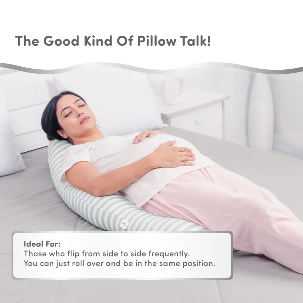 Pregnancy Pillows for Sleeping | Pregnancy Pillow C Shape | Provides Belly Support | Helps Reduce Pressure on Spine | Sea Green Stripes