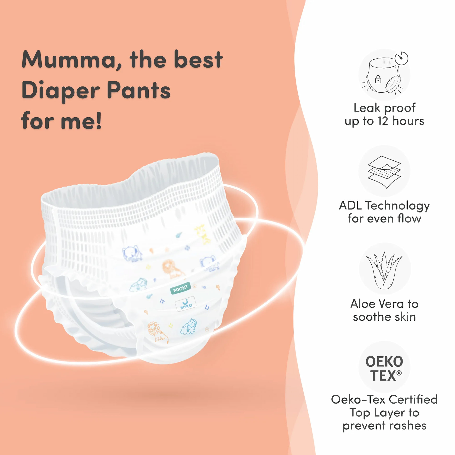 Baby Diaper Pants Extra Large (XL) Size 12-17 kgs (28 count) Leak Proof | Lightweight | Rash Free | 12 Hours Protection | ADL Technology (Pack of 1)