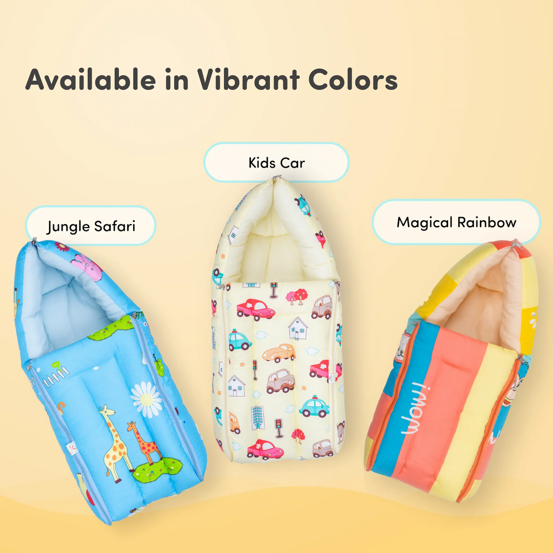 Baby 4–in-1 Soft & Snuggly Baby Sleeping Bag/Baby Carry Nest with 3-way Zip Opening | Soft & Breathable | Head-to-toe comfort - Magical Rainbow