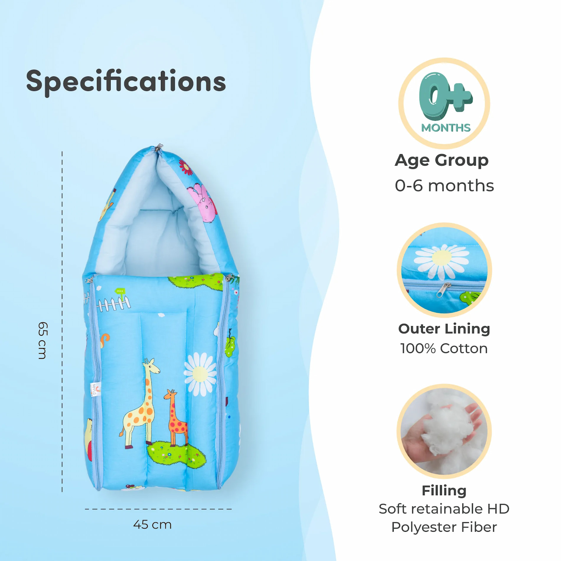 Baby 4–in-1 Soft & Snuggly Baby Sleeping Bag/Baby Carry Nest with 3-way Zip Opening | Soft & Breathable | Head-to-toe comfort - Alpha Baby