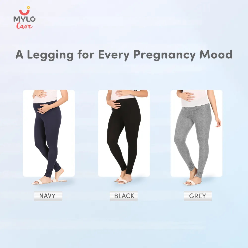 Stretchable Maternity Leggings for Women | Comfortable, Soft & Gentle on the Skin | Ideal for Pre & Post Delivery - Navy - M