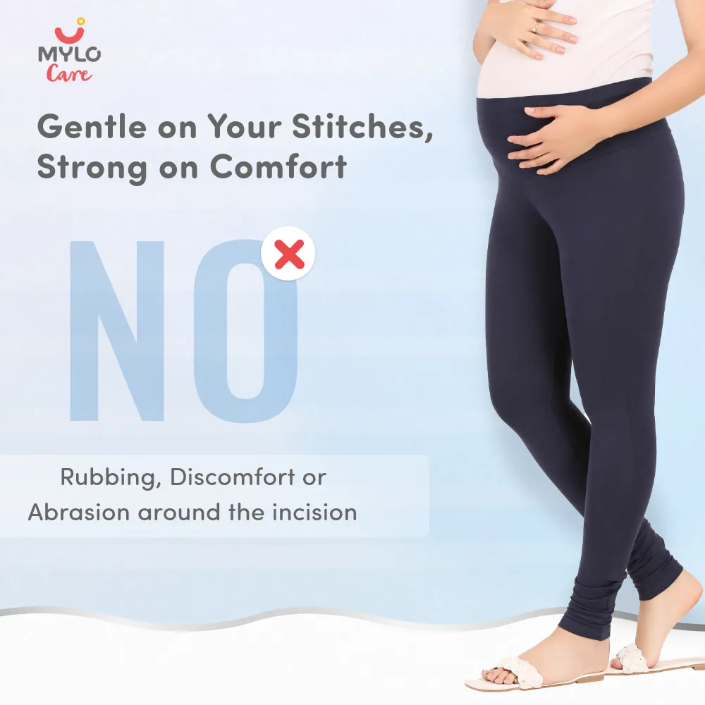 Stretchable Maternity Leggings for Women | Comfortable, Soft & Gentle on the Skin | Ideal for Pre & Post Delivery - Navy - XXL