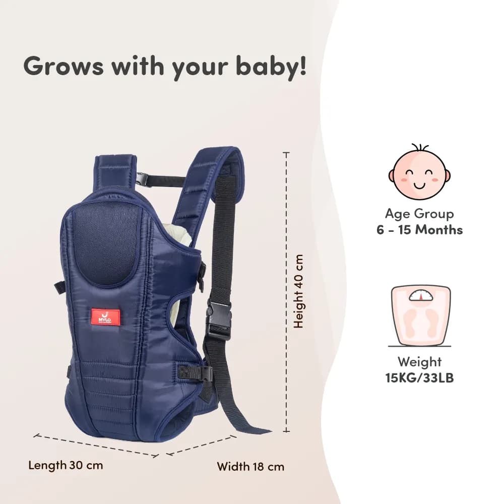Premium Baby Carrier Bag for 6-15 Months | 3 Comfortable Carrying Positions | Ergonomically Designed | Lightweight & Adjustable - Royal Blue