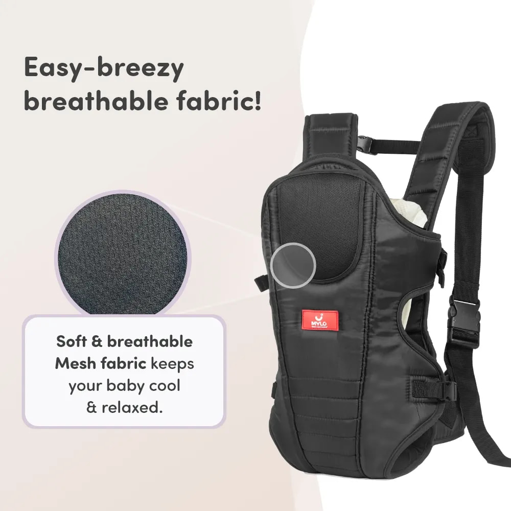 Premium Baby Carrier Bag for 6-15 Months | 3 Comfortable Carrying Positions | Ergonomically Designed | Lightweight & Adjustable - Black