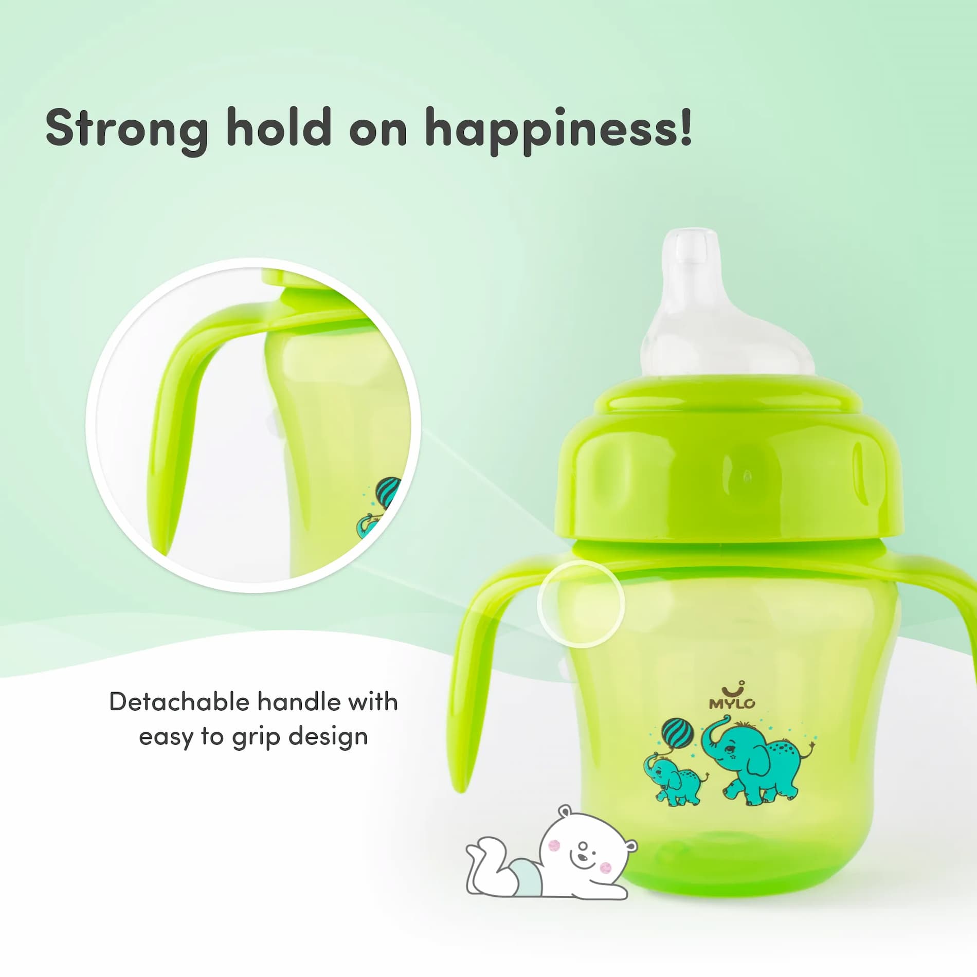 Baby Sipper | 2-in-1 Convertible Sipper with Spout & Straw | Sipper Bottle for Kids - 150ml - BPA-Free (Green)