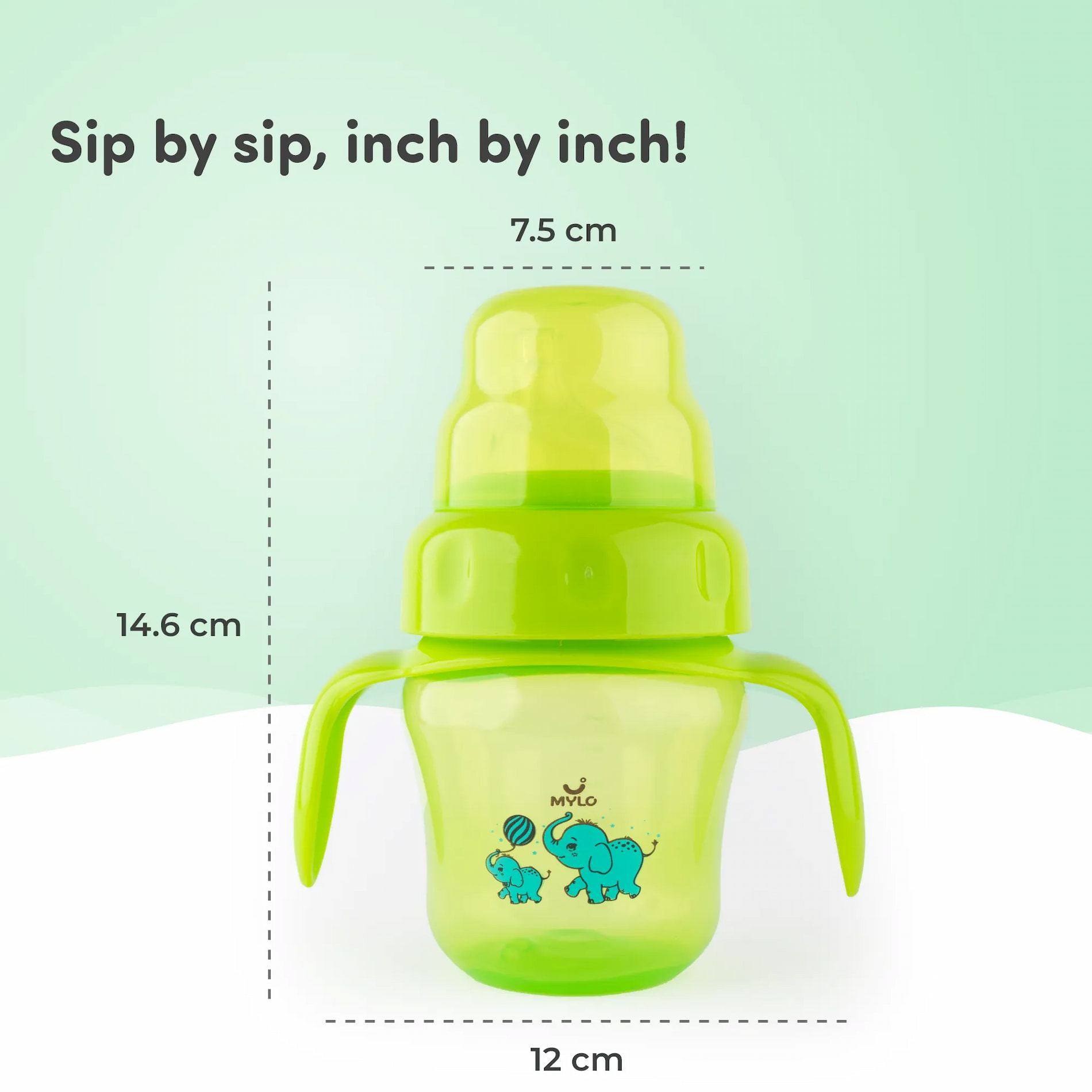 Baby Sipper | 2-in-1 Convertible Sipper with Spout & Straw | Sipper Bottle for Kids - 150ml - BPA-Free (Green)