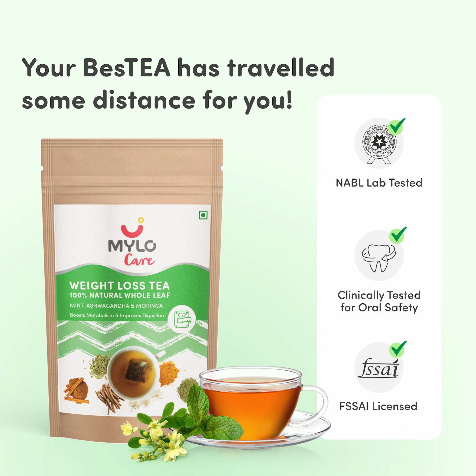 100% Natural Weight Loss Tea- 30 Tea Bags | Reduces Belly Fat | Boosts Metabolism & Improves Digestion | Improves Sleep | NABL Lab Tested