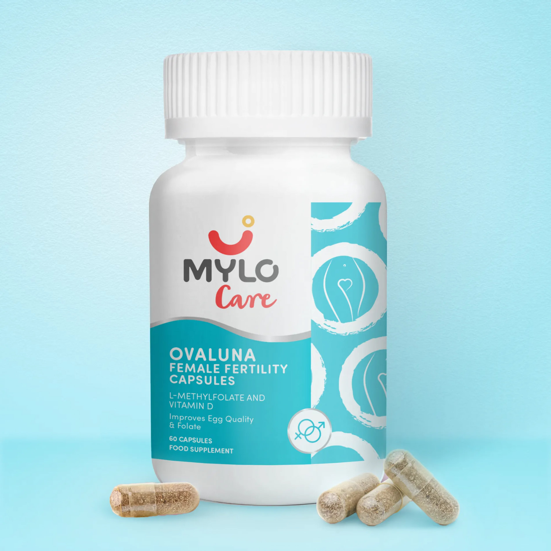 Ovaluna Female Fertility Supplement - 60 Capsules| Improves Egg Health & Folate Levels |Improves Reproductive Health & Hormonal Balance
