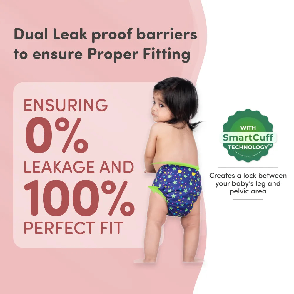 Adjustable Washable & Reusable Cloth Diaper With Dry Feel, Absorbent Insert Pad (3M-3Y) | Oeko-Tex Certified | Prevents Rashes - Rainbow, Pet Love & Twinkle Twinkle - Pack of 3