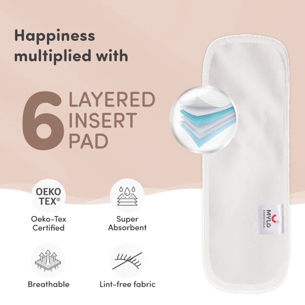Adjustable Washable & Reusable Cloth Diaper With Dry Feel, Absorbent Insert Pad (3M-3Y) | Oeko-Tex Certified | Prevents Rashes - Pet Love, Heart Doodles & Twinkle Twinkle - Pack of 3