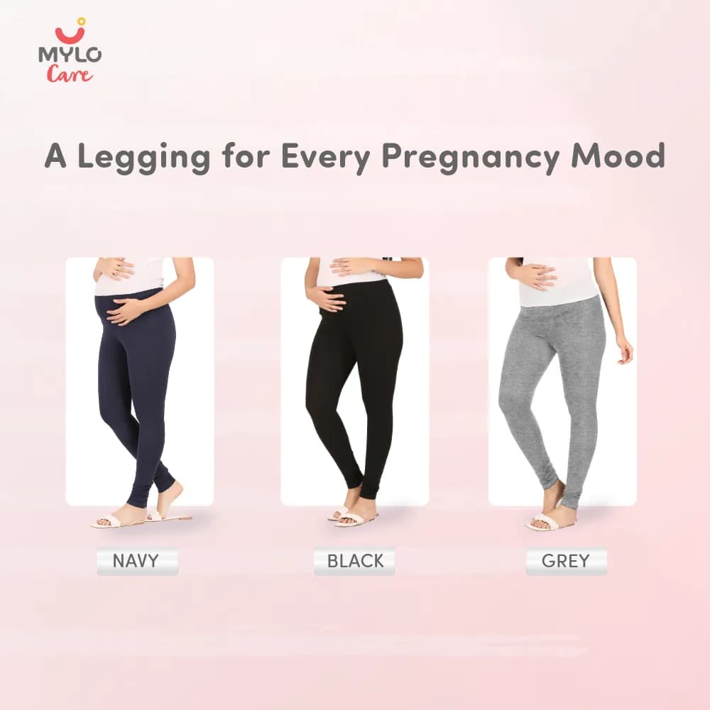 Stretchable Maternity Leggings for Women | Comfortable, Soft & Gentle on the Skin | Ideal for Pre & Post Delivery - Black - L