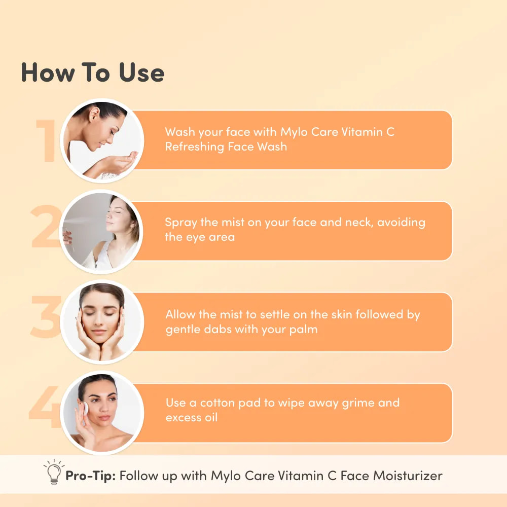 Vitamin C Mattifying Skin Mist Toner - Tightens Pores | Soothes Skin Irritation | Removes Impurities | Brightens Complexion - 200 ml