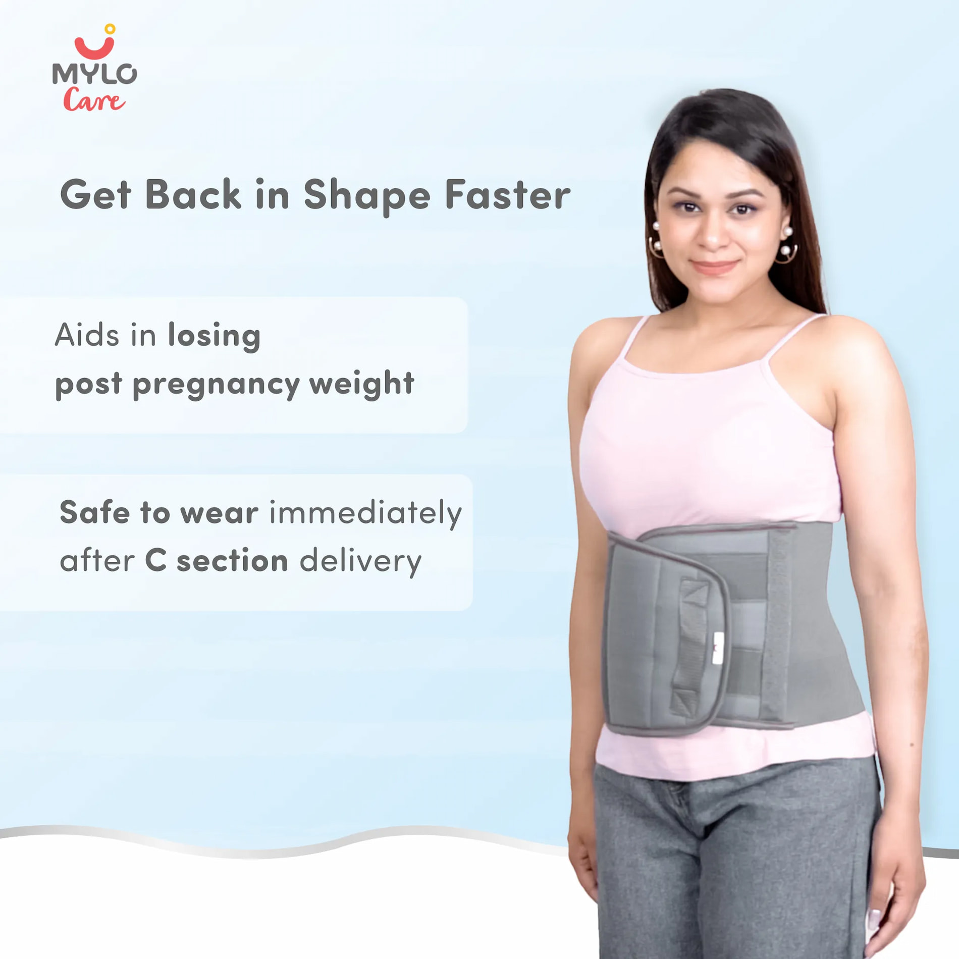Post Pregnancy Belt After Delivery | Tightens Tummy | Improves Posture | Provides Back Support | Belly fat Loss Belt | Comfortable & Lightweight - M